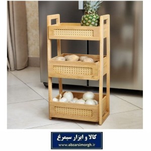 استند و جا سیب زمینی و پیاز چوبی سه طبقه
