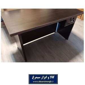 میز اداری چوبی سه خط ۱۳۰ سانت رنگ قهوه ای
