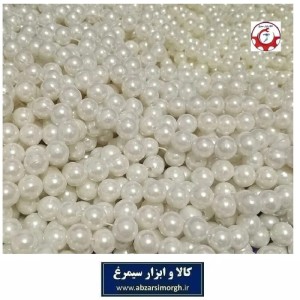 مروارید پلاستیکی نخ دار ریسه ای سایز 12 رنگ شیری فروش بندی، وزنی و کیلویی HPL-MKT12