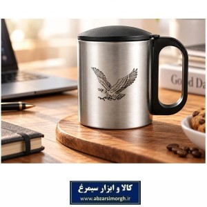 لیوان سفری استیل دو جداره عقاب درب دار HLV-006