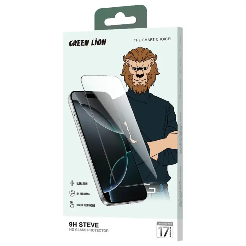 گلس شفاف استیو آیفون سری 17 گرین Green Lion Steve