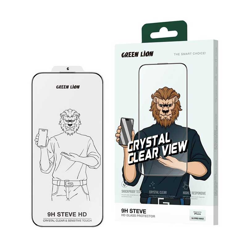 گلس شفاف استیو آیفون سری 16 گرین Green Lion Steve