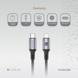 کابل شارژ USB-C to Lightning برند LEVELO مدل otto