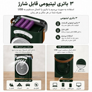 پنکه شارژی روزینکس مدل NEXA AIR با ظرفیت 3600 میلی آمپر ساعت