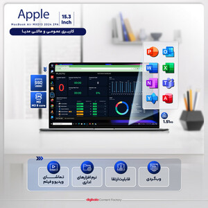 لپ تاپ 15.3 اینچی اپل مدل MacBook Air MC9J4 2024-M3-24GB RAM-512GB SSD