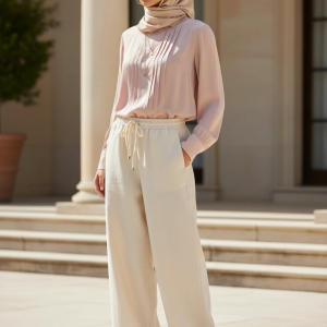 شلوار لینن نیم بگ زنانه