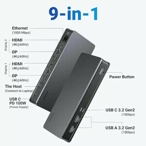 داک استیشن 9پورت یوگرین مدل CM615 کد 90912