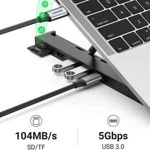 پایه نگهدارنده لپ تاپ و هاب 6 پورت یوگرین مدل CM359-80551