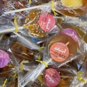 آبنبات چوبی مغزدار شکر قهوه ای سپیدار (500 گرم)