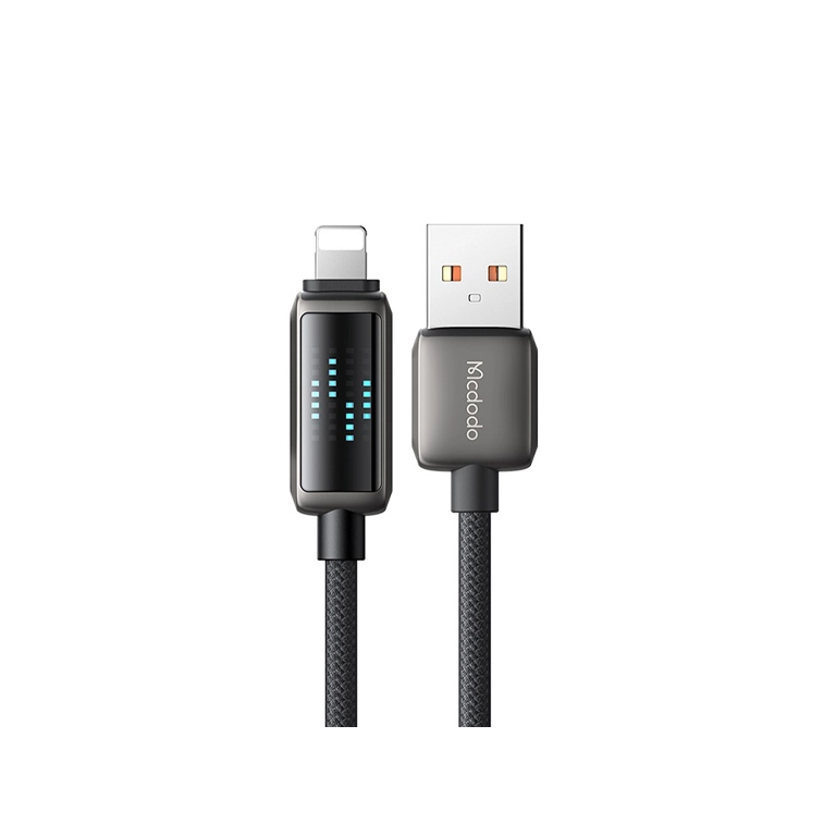 کابل شارژ سریع آیفون مک‌دودو CA-5250 | کابل لایتنینگ 3 آمپر با نمایشگر LED هوشمند و بدنه مقاوم