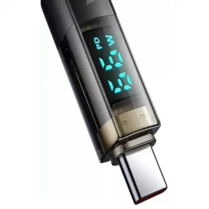 تصویر کابل شارژ مک‌دودو CA-3610 با نمایشگر دیجیتال روشن، در حال نمایش توان 100 وات