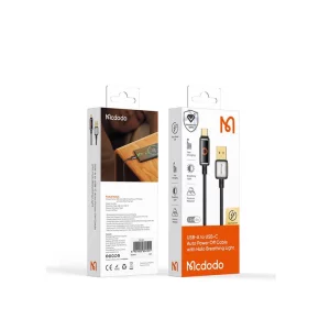 قیمت کابل شارژ سریع یو اس بی به تایپ سی 100وات 1.2متری با قطع کن اتومات 6 آمپر مک دودو