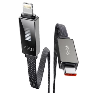 کابل شارژ فوق سریع مک‌دودو CA-4960 Type-C به لایتنینگ با گارانتی iDigi، نورپردازی LED ریتمیک و دوام بالا