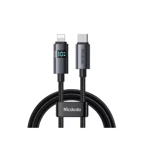 خرید کابل شارژ سریع مک‌دودو CA-6570 تایپ‌سی به لایتنینگ با توان 36 وات، نمایشگر دیجیتال و پشتیبانی از کارپلی