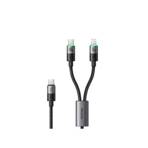 کابل تایپ‌سی دوکاره مک‌دودو CA-6700 | شارژ سریع ۱۰۰ وات + دو خروجی لایتنینگ و تایپ‌سی | ۱.۵ متر