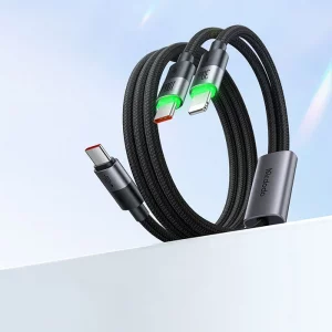 کابل فست شارژ مک‌دودو CA-6700 با دو خروجی لایتنینگ و تایپ‌سی، توان 100 وات و طول 1.5 متر