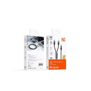 کابل فست شارژ مک‌دودو CA-6700، تجربه شارژ سریع و سازگار با خروجی لایتنینگ و تایپ‌سی، توان 100 وات و طول 1.5 متر