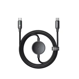 کابل قابل حمل مک‌دودو CA-4170، پشتیبانی از فست شارژ و شارژ وایرلس Galaxy Watch با توان 60 وات و طول 1.5 متر