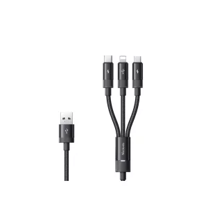 کابل شارژ چندکاره مک‌دودو CA-5790 | جریان ۳ آمپر، تایپ‌سی، لایتنینگ و میکرو | شارژ سریع و انتقال داده ۱.۲ متر