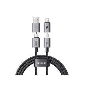 کابل شارژ چندکاره مگنتی مک‌دودو CA-6560، توان ۶۰ وات، USB-A، تایپ سی، لایتنینگ و میکرو، طول 1.2 متر