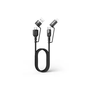 کابل شارژ چندکاره مک‌دودو CA-8070 | کابل ۴ در ۱ سریع با توان ۶۰ وات و کانکتورهای تایپ‌سی، لایتنینگ و USB-A | طول ۱.۲ متر