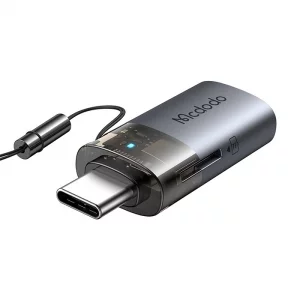 آداپتور OTG مک دودو OT-7600، تبدیل USB به USB-C با کارت‌خوان Micro SD و سرعت انتقال داده ۴۸۰ مگابیت بر ثانیه