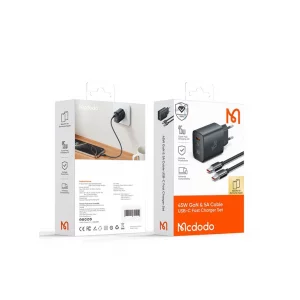 شارژر دیواری 45 وات مک‌دودو CH-5080، شارژ سریع با فناوری سوپرفست 2.0 همراه با کابل