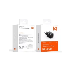 تصویر شارژر دیواری ۳۳ وات مک‌دودو CH-0151 | دو پورت PD+QC، GaN و Type-C | مناسب آیفون و شیائومی