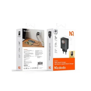 تصویر شارژر ۲ پورت ۳۰W مک‌دودو CH-3700 | وایرلس اپل واچ + فست PD/QC