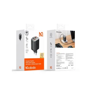 تصویر شارژر دیواری سه پورت GaN مک دودو CH-4281 | توان 40 وات + کابل تایپ‌سی جمع‌شونده