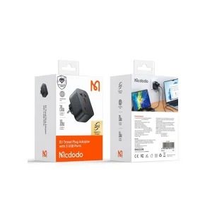 تصویر شارژر مسافرتی GaN مک دودو CP-0750 | توان ۲۰ وات، ۳ پورت USB-C/USB-A، فست شارژ PD+QC با پریز جهانی