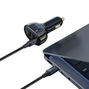 شارژر فندکی مک‌دودو CC-4450 با توان 128 وات، دارای ۳ پورت، PD/QC، فست شارژ و نمایشگر دیجیتال