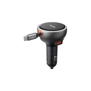 شارژر فندکی ۸۰ وات مک‌دودو CC-4850 | فست شارژ، ۳ پورت PD + کابل Type-C جمع‌شونده