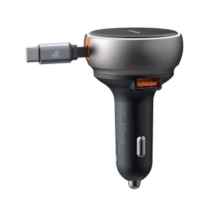 شارژر فندکی مک‌دودو CC-4850، با ۳ پورت PD، فست شارژ و کابل Type-C جمع‌شونده در خودرو