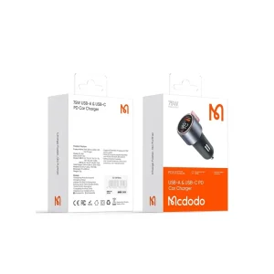 تصویر شارژر فندکی 75W مک دودو CC-3690 | شارژ لپ‌تاپ و گوشی + نمایشگر (PD 45W)