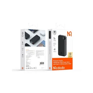 تصویر پاوربانک مک‌دودو MC-3870 توان 30 وات | 10000 میلی‌آمپر + کابل همراه