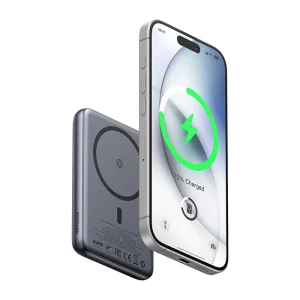 پاوربانک مک‌دودو MC-8361 مگسیف با ظرفیت 5000mAh، شارژ بی‌سیم 15W و شارژ سیمی 20W.