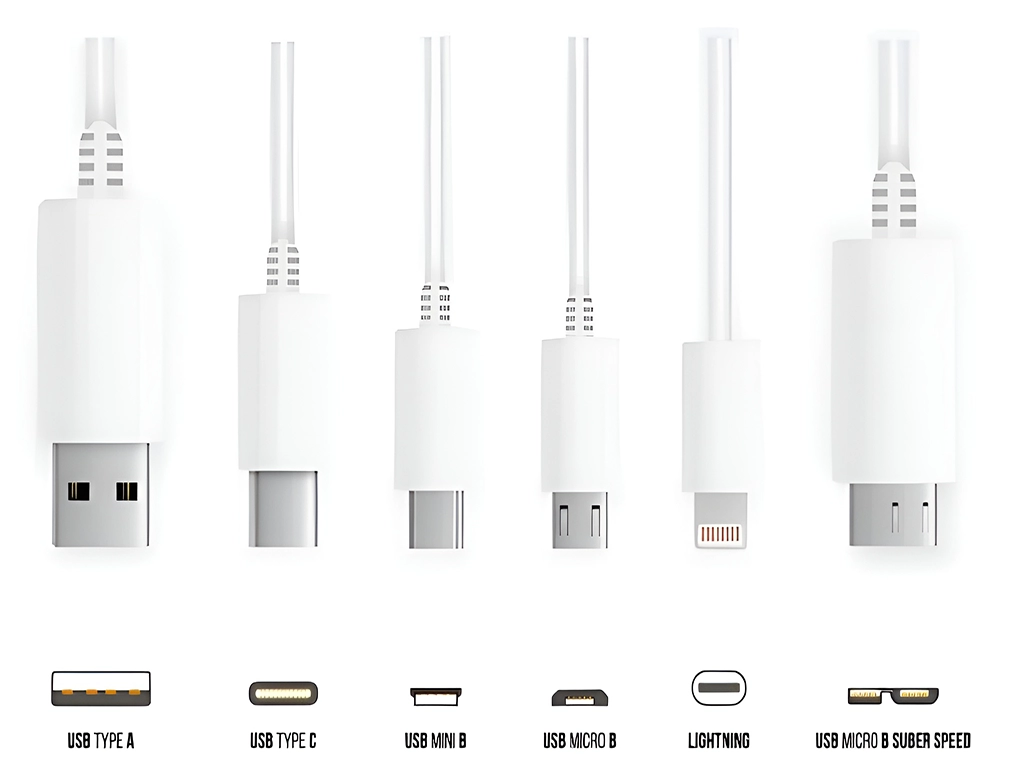 نمای نزدیک کانکتور USB-C کابل شارژ اصلی