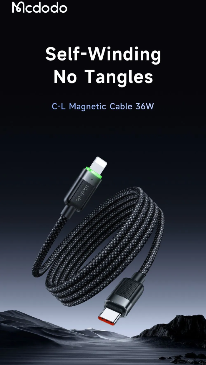کابل تبدیل تایپ سی به لایتنینگ با بدنه مگنتی مک دودو