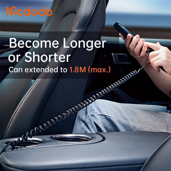 کابل فنری مک‌دودو CA-0890، کابل Lightning به AUX با صدای HiFi، طول 1.8 متر