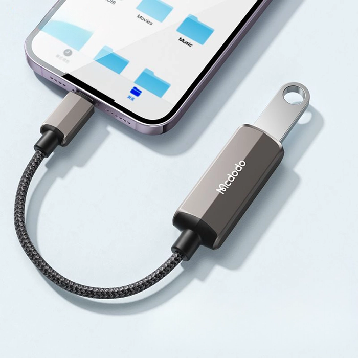 مبدل OTG مکدودو CA-2690، راهحل مناسب برای اتصال هارد اکسترنال و شارژ همزمان آیفون با پورت لایتنینگ