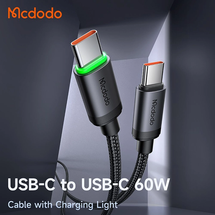 کابل تایپسی به تایپسی مکدودو CA-4410، راهحل مطمئن برای شارژ سریع با توان 60 وات، جریان ۳ آمپر و طول 1 متر