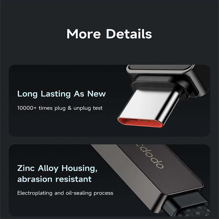 کابل شارژ هوشمند مکدودو CA-4470 با طول 1.2 متر، تجربه شارژ سریع و بصری با نمایشگر LED ریتمیک