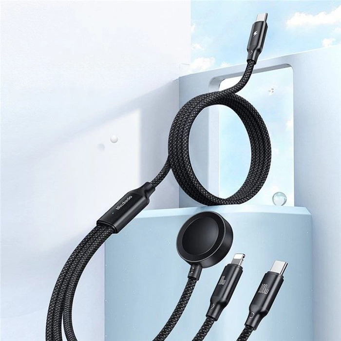 کابل ۳ کاره مکدودو CA-4940، شارژ سریع ۱۰۰ وات، Type-C، Lightning و وایرلس، طول 1.2 متر