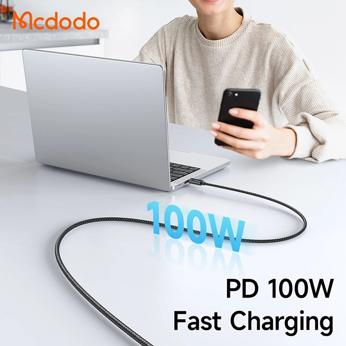 کابل شارژ مکدودو CA-5610 با قابلیت شارژ فوق سریع 100 وات، انتقال داده پرسرعت، نمایش لحظهای توان و پشتیبانی از کارپلی