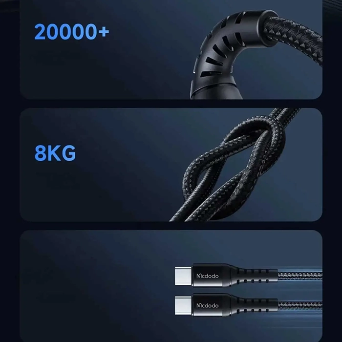 کابل مقاوم مک‌دودو CA-5641، پشتیبانی از شارژ سریع با فناوری PD و توان 60 وات و طول 1 متر