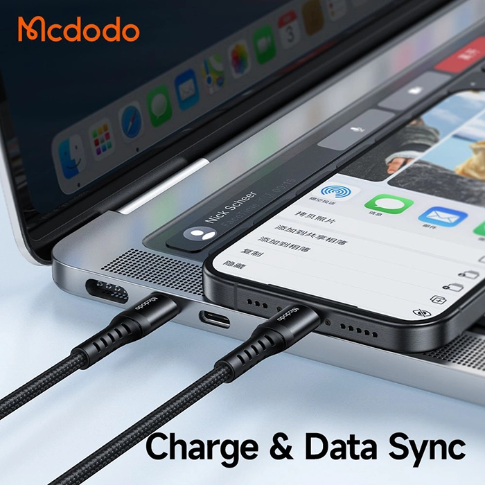 کابل مک‌دودو CA-5641 با طراحی تقویت شده، پشتیبانی از شارژ سریع با فناوری PD و توان 60 وات و طول 1 متر