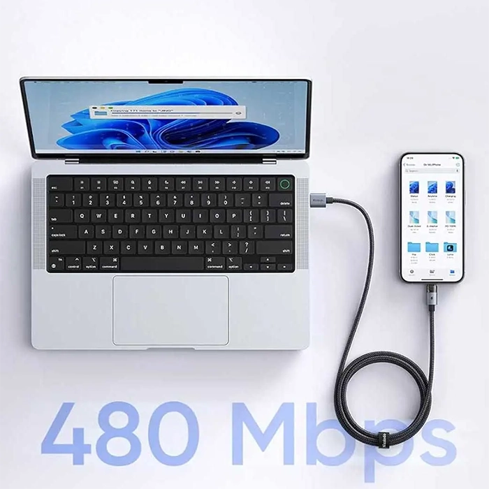 کابل بافته شده مکدودو CA-691، مقاوم در برابر کشش و گره خوردگی، مناسب برای شارژ سریع آیفون