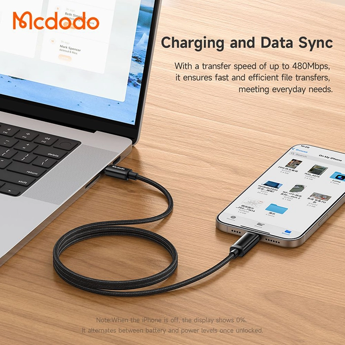 کابل شارژ و انتقال داده مک‌دودو CA-7990، ایده‌آل برای شارژ سریع و مشاهده دقیق توان مصرفی