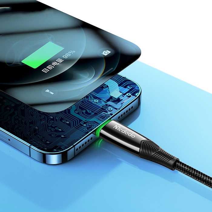 کابل تایپسی به لایتنینگ مکدودو CA-8560، شارژ سریع 36 وات، انتقال دیتا و قطعکن خودکار با گارانتی iDigi، طول 1.2 متر